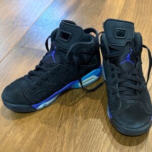 Black and Purple Kids Jordan High-Top Sneakers